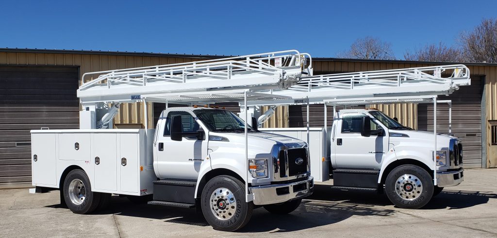 (SOLD) Two Wilkie model 60 service ladder, 1299 body on 2019 Ford SOLD